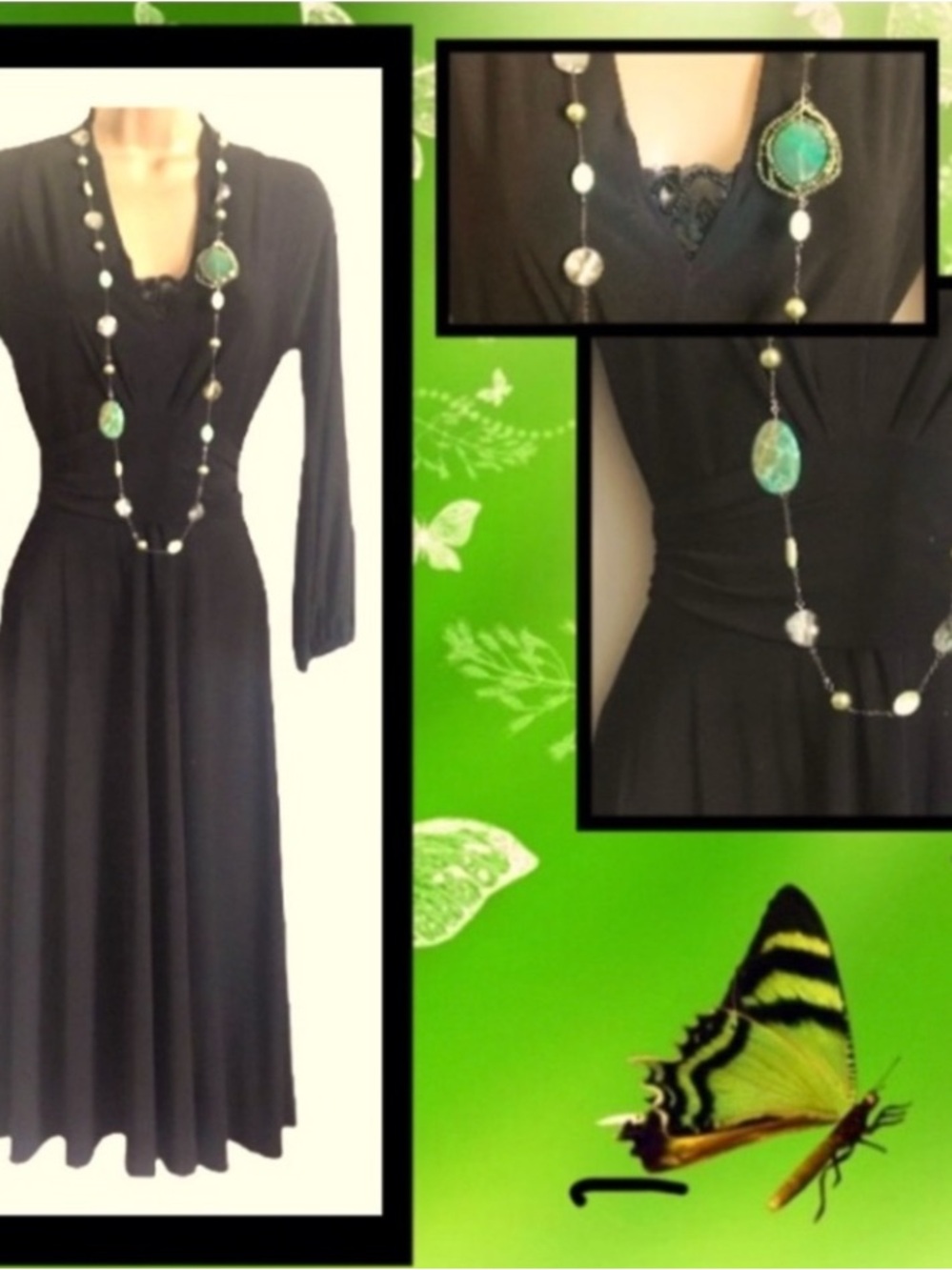 Ashley b Black Long Sleeve V-Neck Women’s Dress